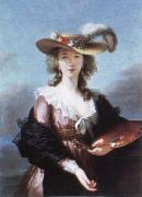 Elisabeth Louise Viegg-Le Brun self portrait in a straw hat oil